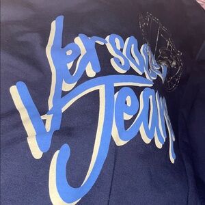 Versace Navy and Light Blue Graphic Tee